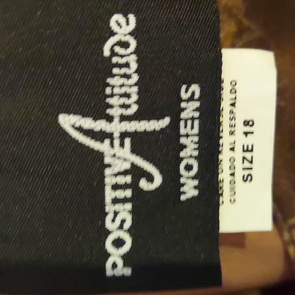 💥3/$50 Positive Attitude Women Brown Floral Polyester Long Sleeve Maxi Length - Picture 6 of 11